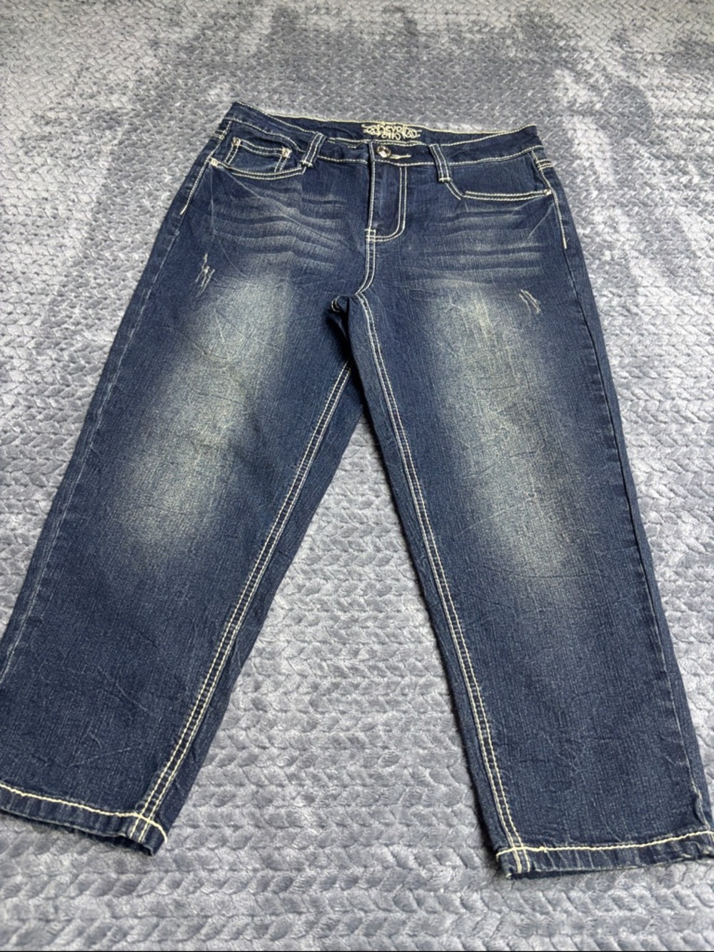 Revolt Women’s Capris Dark Wash Jeans - Blue